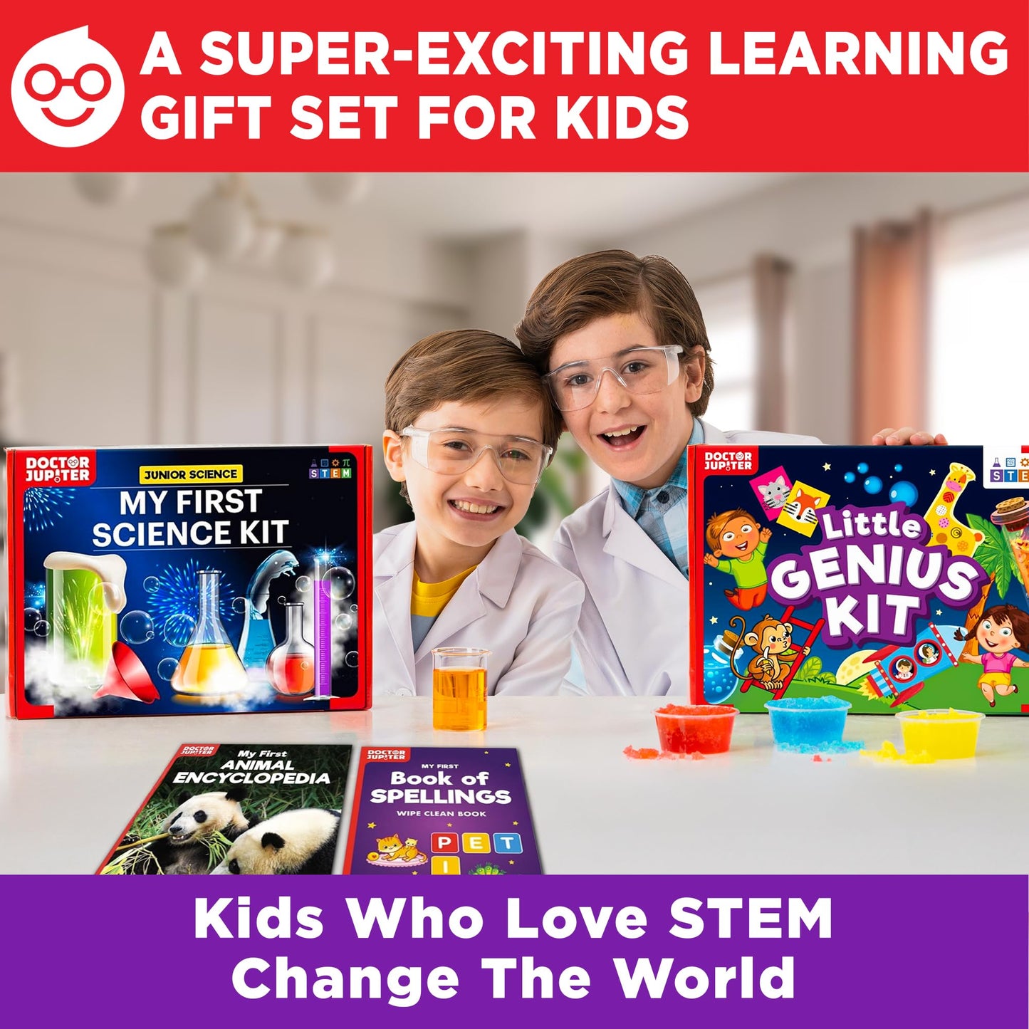 Doctor Jupiter My First Science Kit for Kids Ages 4-5-6-7-8| Birthday Gift Ideas for 4-8-12 Year Old Boys & Girls| Toy Stem Kit with 100+ Experiments| Learning & Educational, Summer Activities