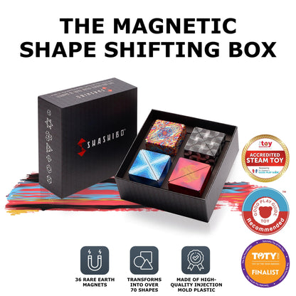 Shashibo Shape Shifting Box - STEM Magnetic Fidget Cube That Transforms Into Over 70 Shapes, Download Fun in Motion Toys Mobile App (Spaced Out)