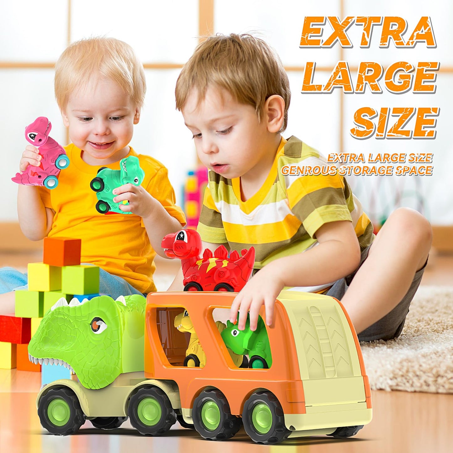 Dinosaur Friction Power Carrier Truck Toy