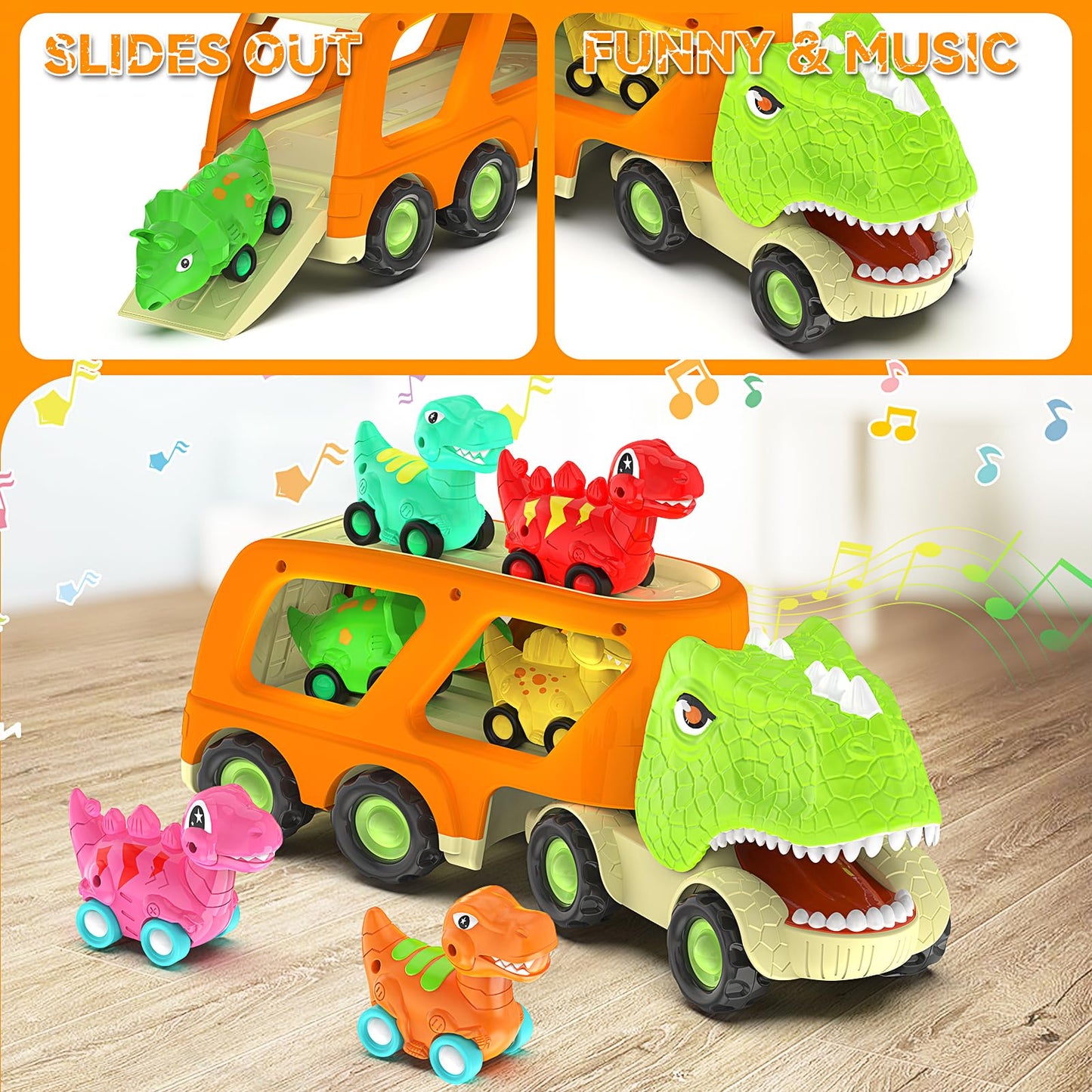 Dinosaur Friction Power Carrier Truck Toy