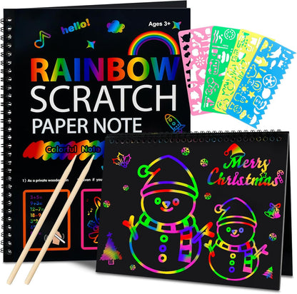 Stocking Stuffers for Kids: Scratch Paper Art Crafts Christmas Gifts Back to Girl School Teacher Supplies Game Party Favors Activities Toys for Teens Boy Ages 3-12 Years Old Valentines Birthday 2 Pack