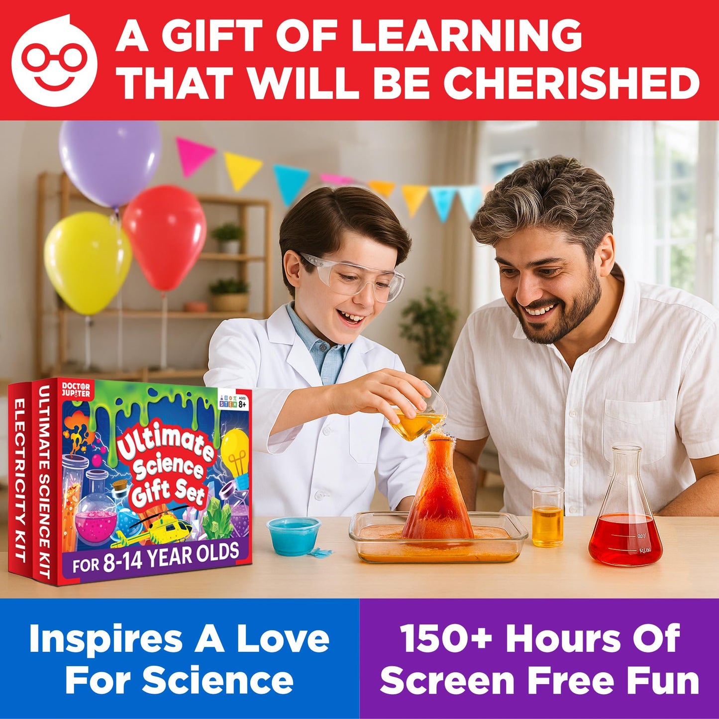 Doctor Jupiter My First Science Kit for Kids Ages 4-5-6-7-8| Birthday Gift Ideas for 4-8-12 Year Old Boys & Girls| Toy Stem Kit with 100+ Experiments| Learning & Educational, Summer Activities