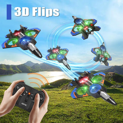 4DRC V32 Foam Remote Control Airplanes RC Planes for Kids Adults 8-16, RC Airplane Fighter Jet with Light, 360° Flip Fighter Jet Toys, Stunt Roll, Airplane Toy Gifts for Kids Boys