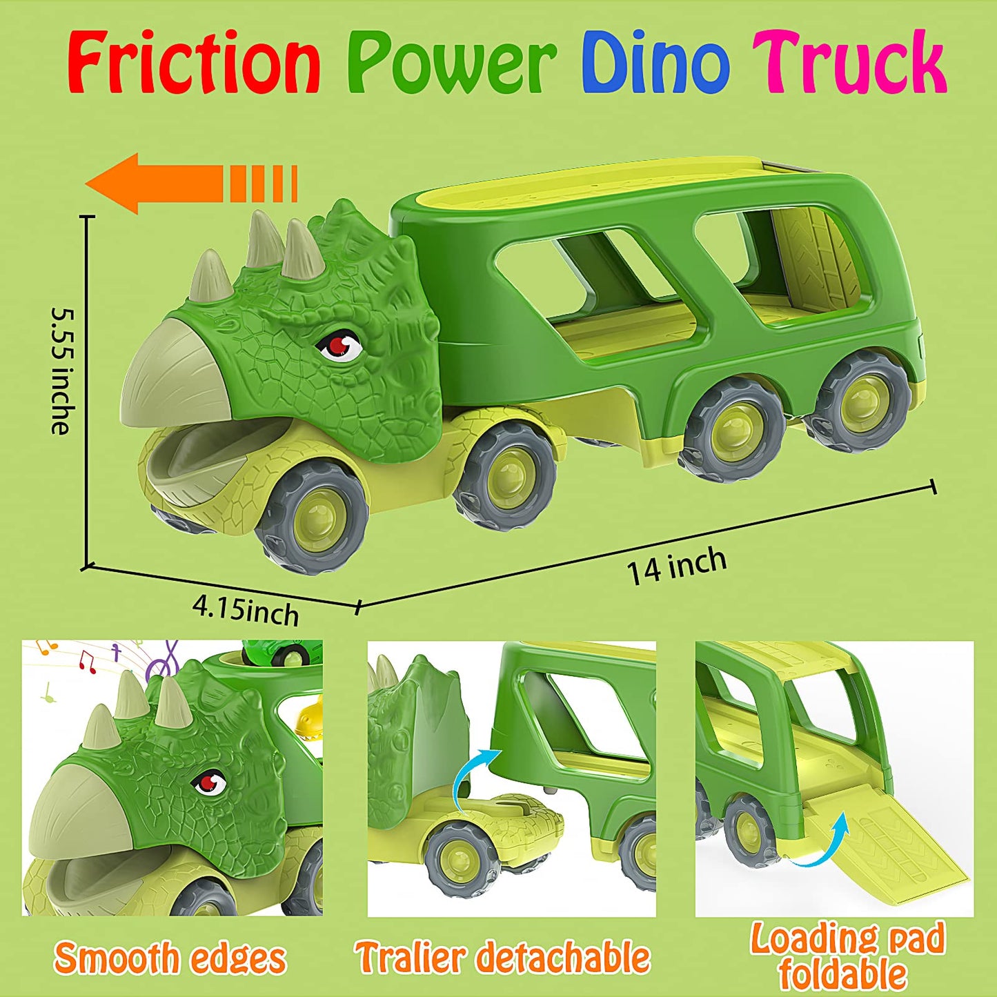 Dinosaur Friction Power Carrier Truck Toy