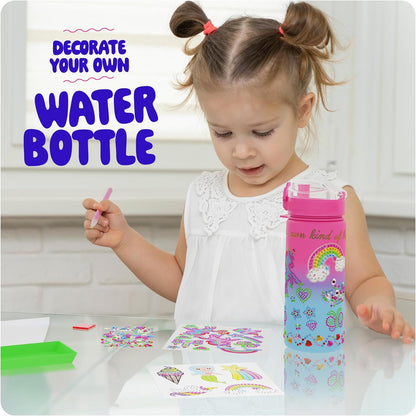 Dan&Darci Decorate Your Own Glow-in-The-Dark Water Bottle Kit for Girls - Gifts for Girl Ages 4-6 5-7 6-8 - 4 5 6 7 8 Year Old Birthday Gift Ideas - Arts and Crafts for Kids Age 6-8 - Unicorn Toys
