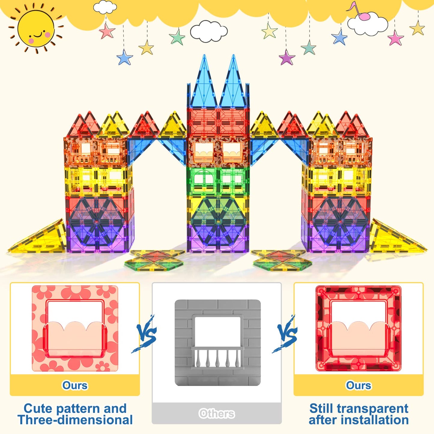 100PCS Magnetic Tiles STEM Building Toys Set