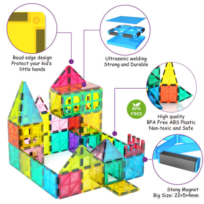 Jasonwell 110PCS Magnetic Tiles Building Blocks Set for Boys Girls Preschool Educational Magnet Construction Kit Stacking STEM Toys Christmas Birthday Gifts for Kids Toddlers 3 4 5 6 7 8 9 + Year Old