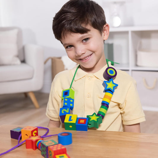 Melissa & Doug Deluxe Wooden Lacing Beads