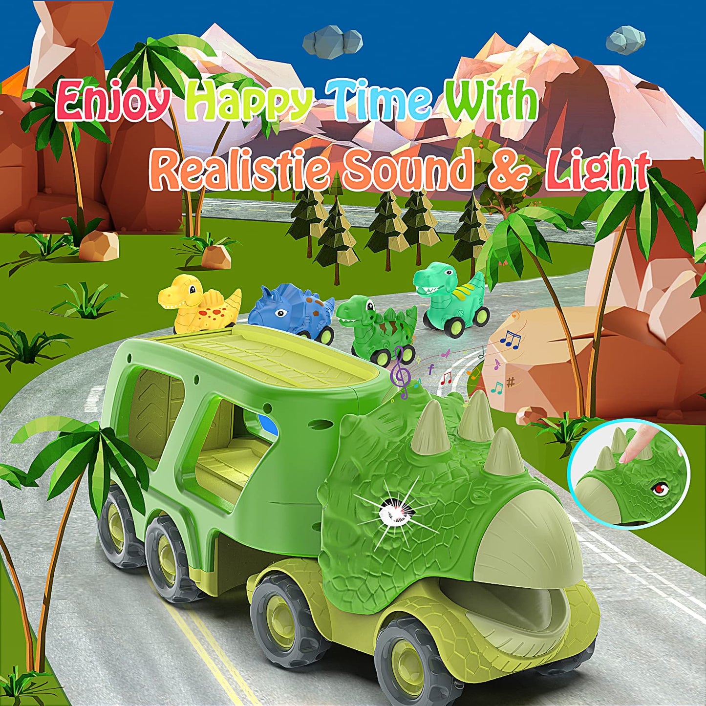 Dinosaur Friction Power Carrier Truck Toy