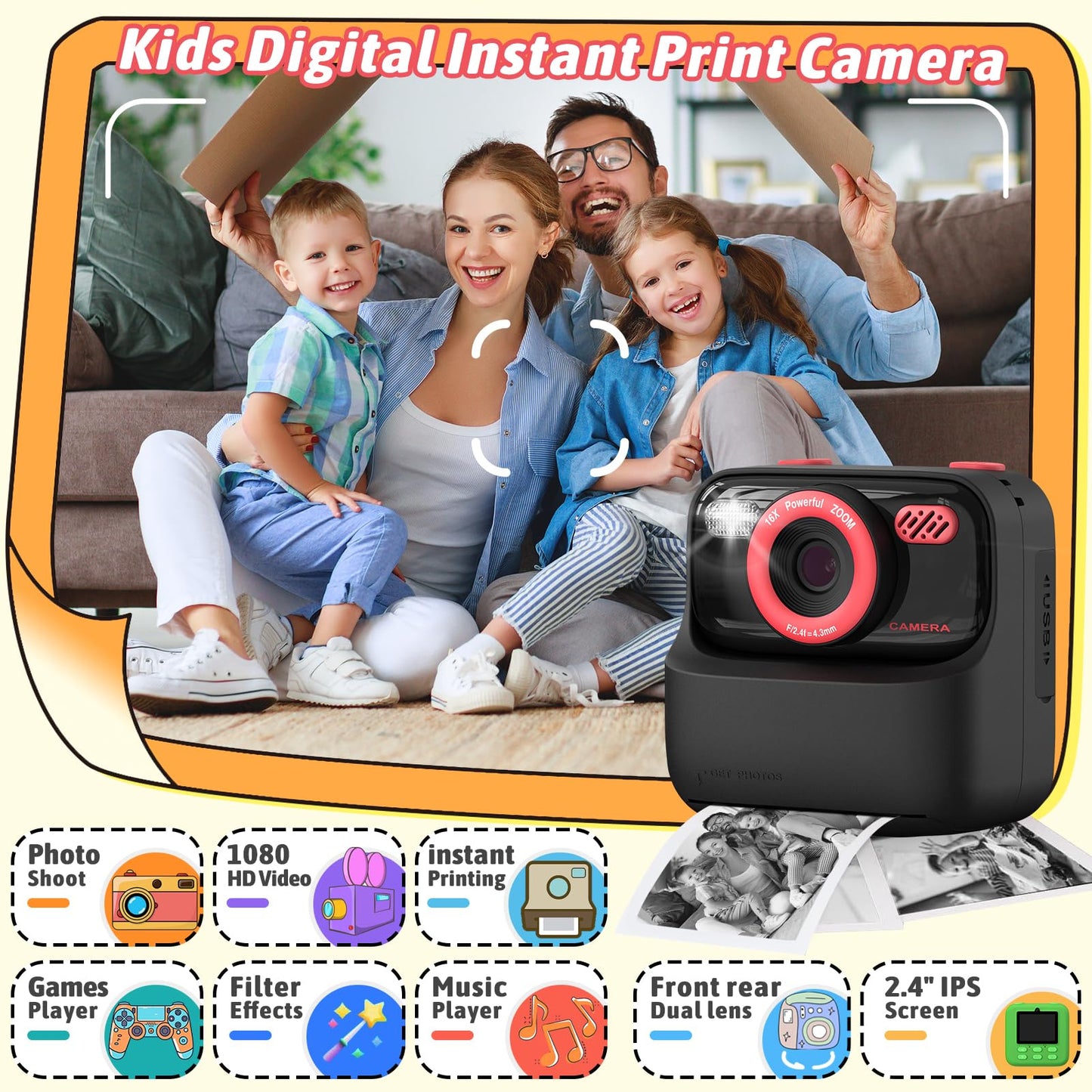 Upgrade Kids Camera Instant Print for Boys and Girls