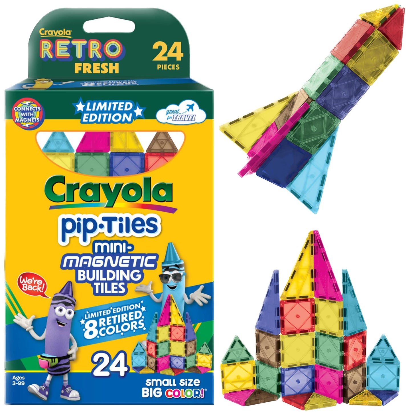 Crayola Mini Magnetic PIP-Tiles, Bold Colors