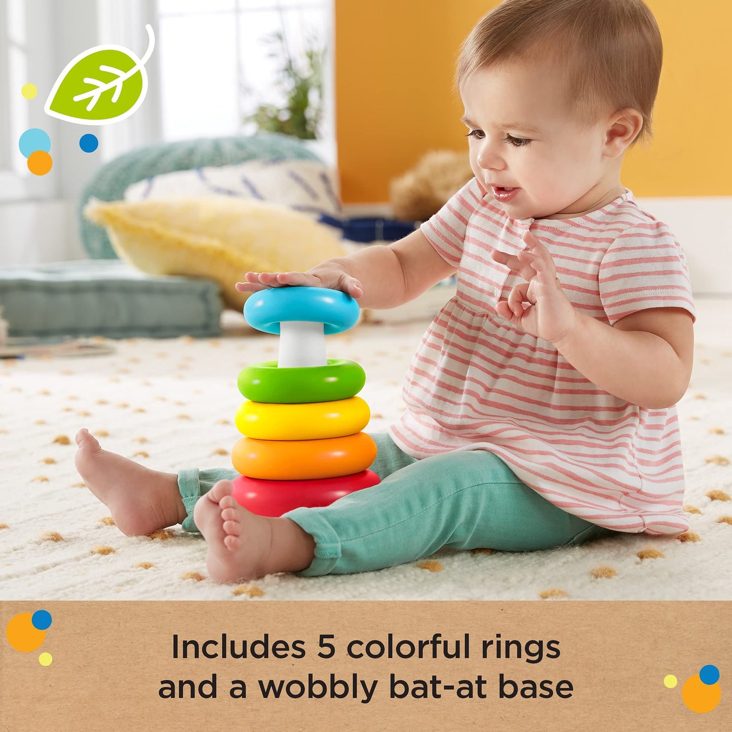 Fisher-Price Infant Toy Set, Baby’s First Blocks (10 Shapes) and Rock-a-Stack Ring Stacking Activity for Ages 6+ Months (Amazon Exclusive)