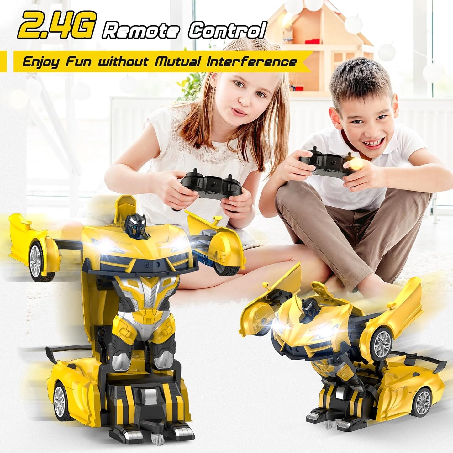 Transform Robot RC Cars with Cool LED Headlights