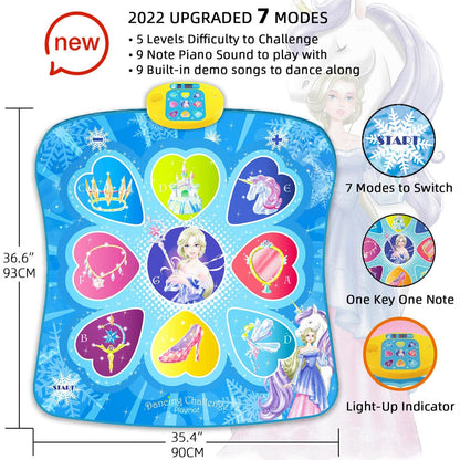 SUNLIN Dance Mat - Dance Mixer Rhythm Step Play Mat - Dance Game Toy Gift for Kids Girls Boys - Dance Pad with LED Lights, Adjustable Volume, Built-in Music, 3 Challenge Levels (3-12 Years Old)