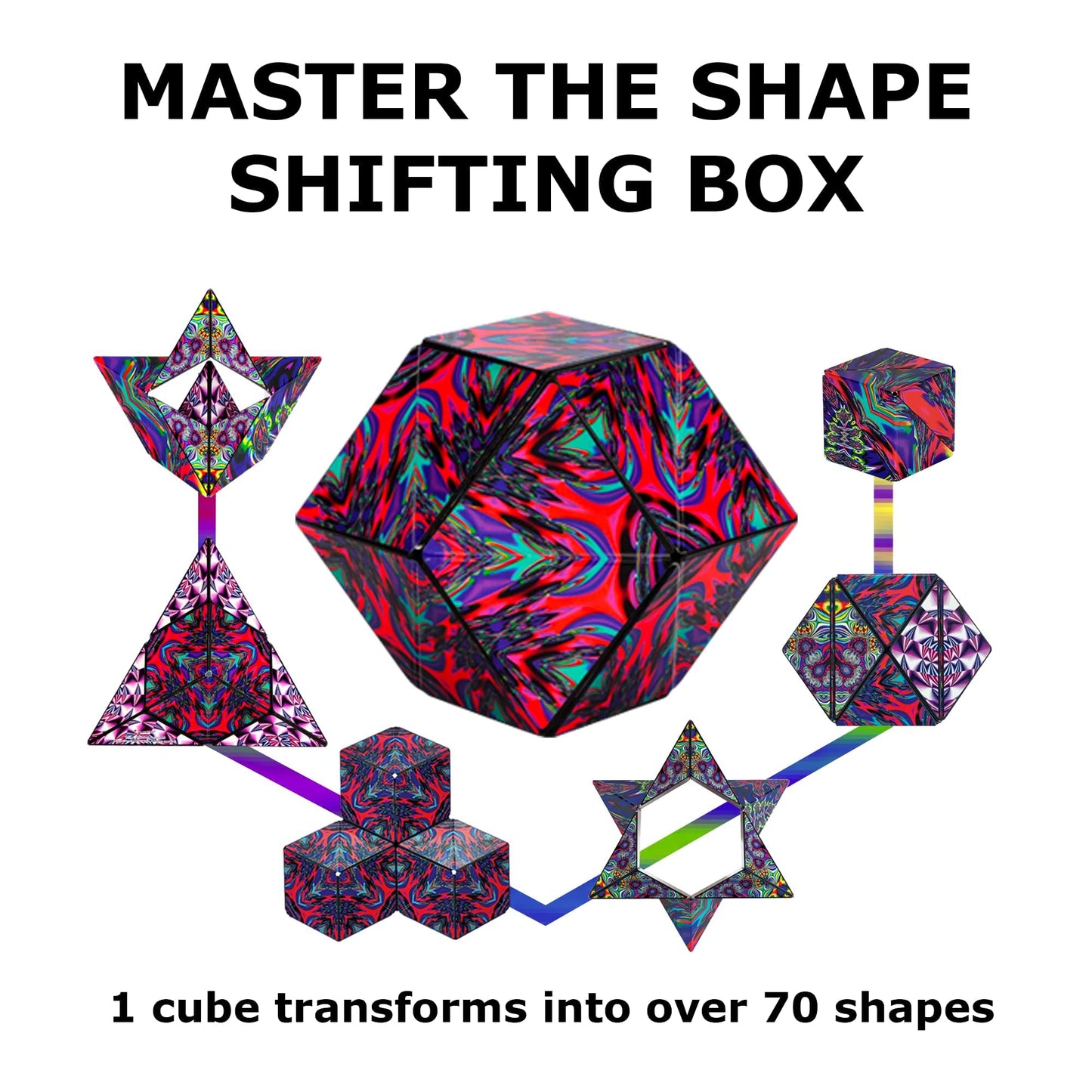 Shashibo Shape Shifting Box - STEM Magnetic Fidget Cube That Transforms Into Over 70 Shapes, Download Fun in Motion Toys Mobile App (Spaced Out)
