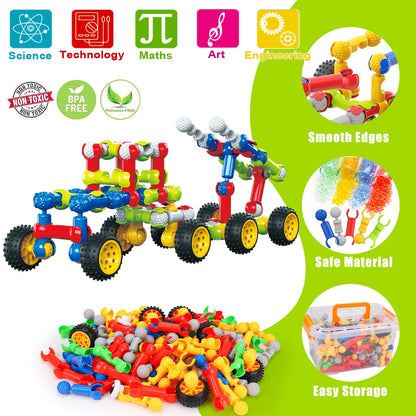 Kids STEM Building Toys for 3 4 5 6 7 8+ Year Old Boy Girl Birthday Gift, 125 Pcs Preschool Classroom Educational Building Blocks Stem Kits Activities Ages 3-5 4-8 5-7 6-8 Engineering Creative Games