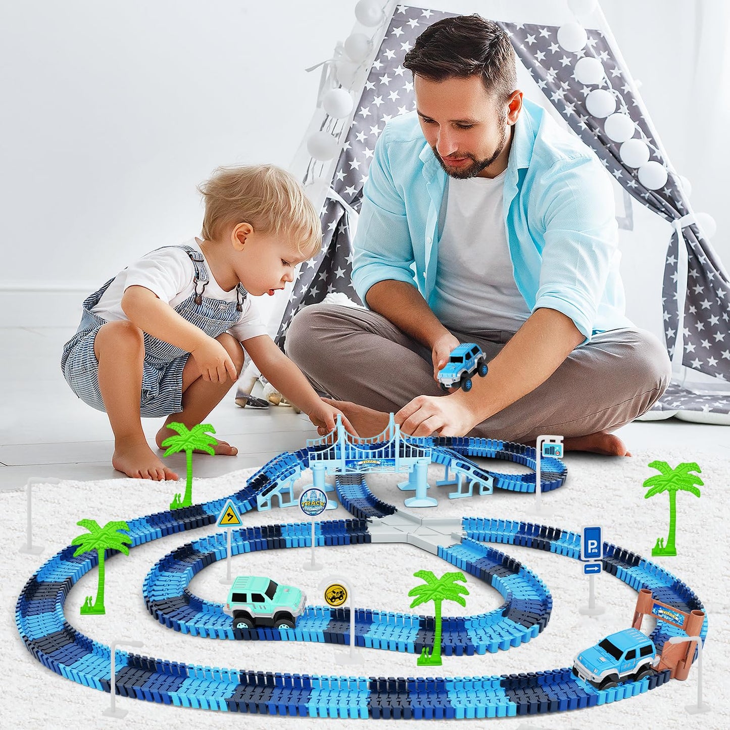 Dinosaur Toys, 252 PCS Create A Dinosaur World Road Race Tracks