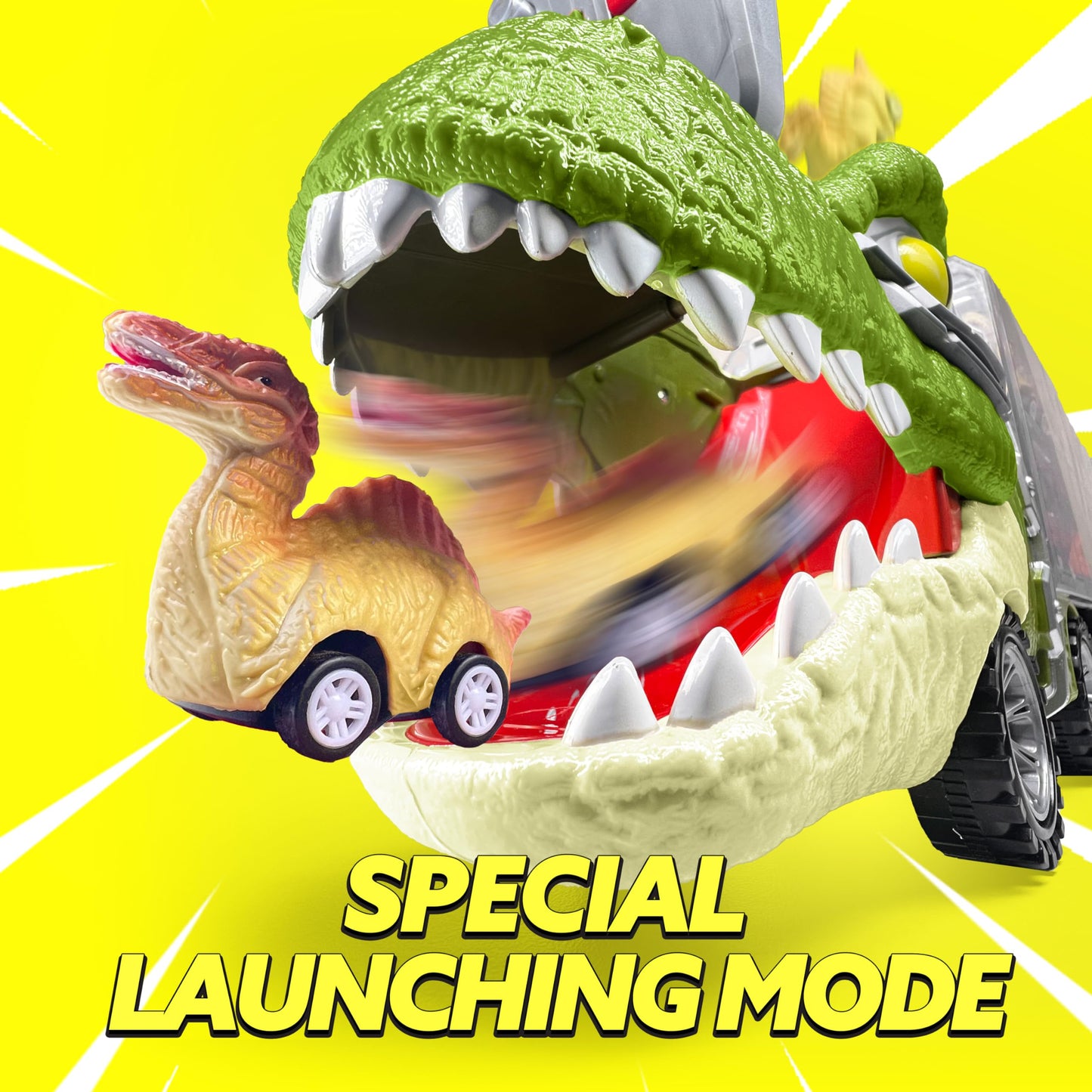 Dinosaur Truck with 12 Pull Back Cars Toys Set