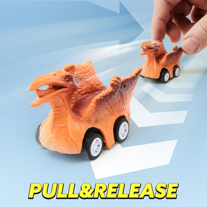 Dinosaur Truck with 12 Pull Back Cars Toys Set