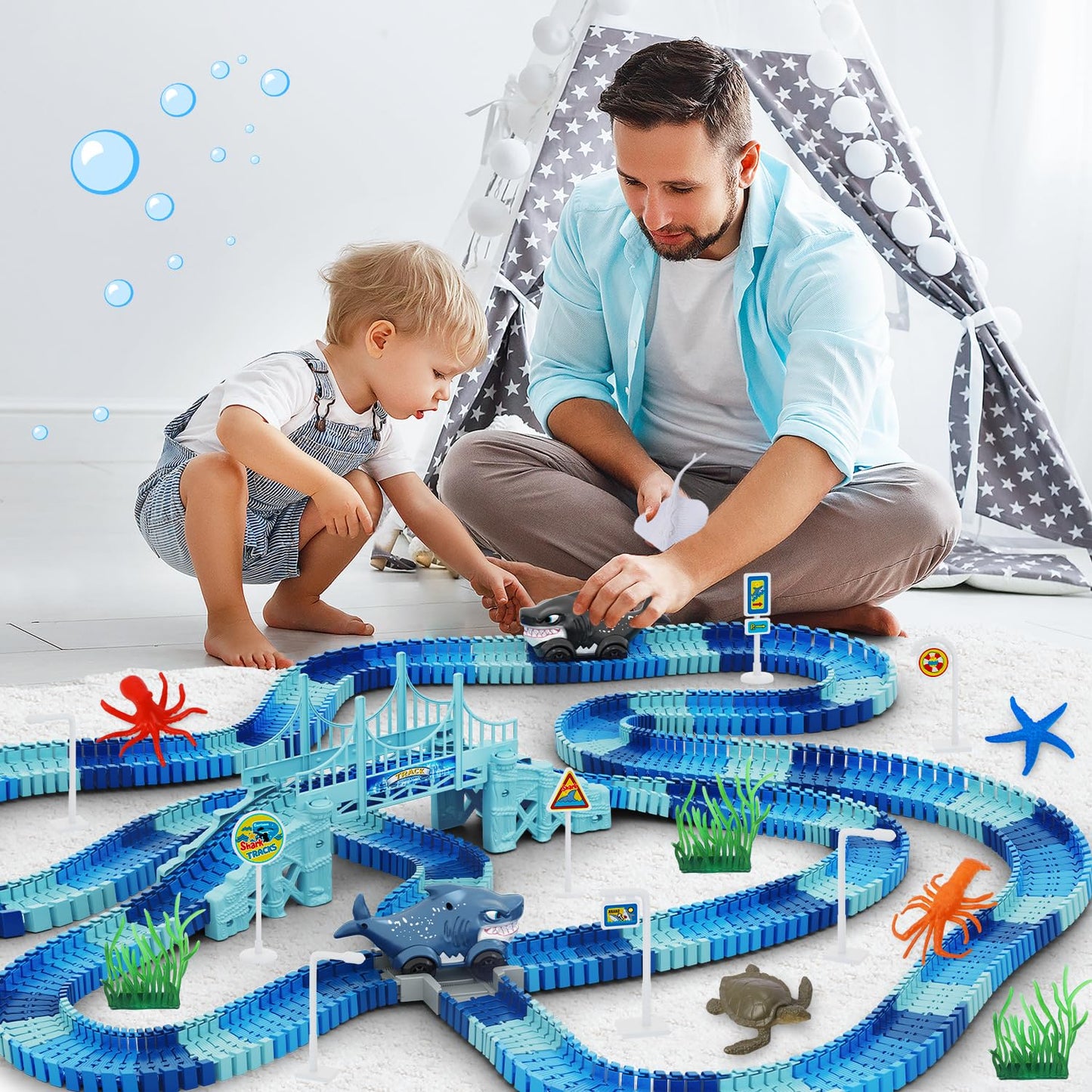 Dinosaur Toys, 252 PCS Create A Dinosaur World Road Race Tracks