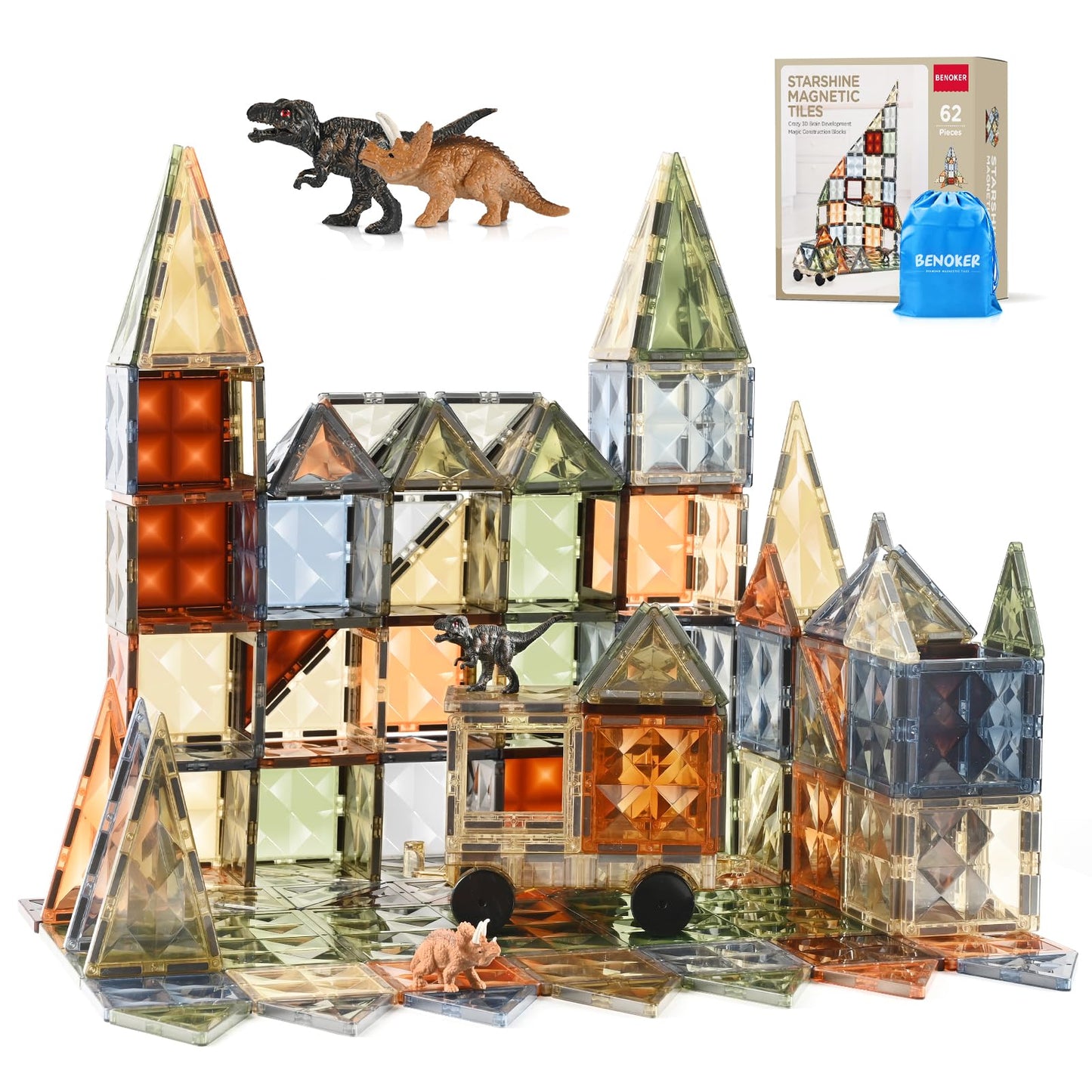 102PCS Ice Castle Magnetic Tiles, 3D Building Blocks STEM Educational Kids Toys for Pretend Play, 3 4 5 6 7 8 Year Old Birthday Gifts for Boys and Girls, Preschool Learning Toys for Birthday