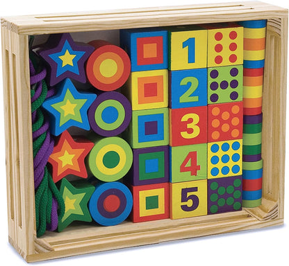 Melissa & Doug Deluxe Wooden Lacing Beads
