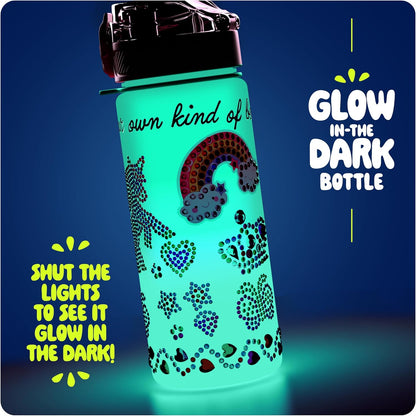Dan&Darci Decorate Your Own Glow-in-The-Dark Water Bottle Kit for Girls - Gifts for Girl Ages 4-6 5-7 6-8 - 4 5 6 7 8 Year Old Birthday Gift Ideas - Arts and Crafts for Kids Age 6-8 - Unicorn Toys