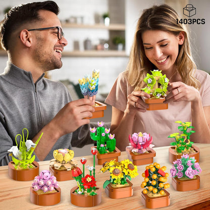 12 Pack Flowers Succulents 3.6MM Mini Building Set