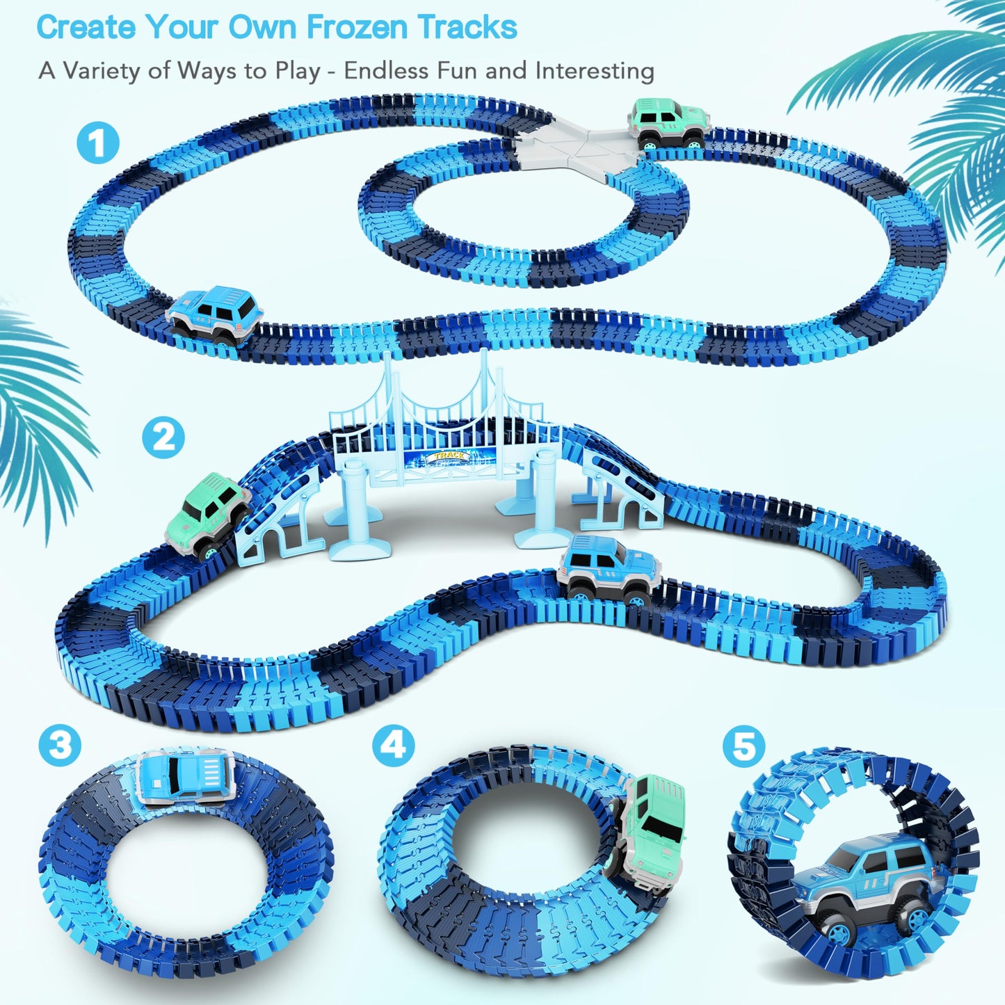 Dinosaur Toys, 252 PCS Create A Dinosaur World Road Race Tracks