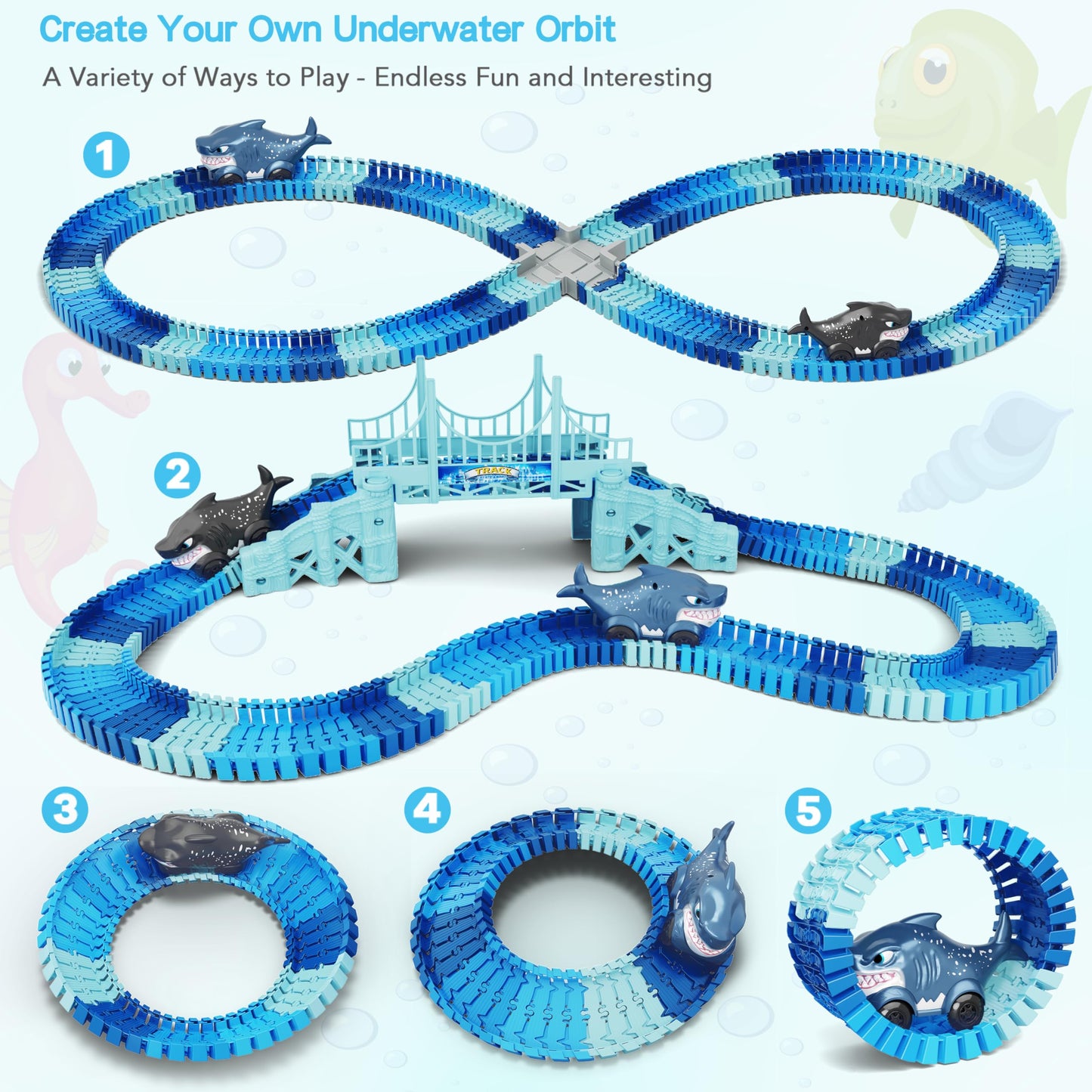 Dinosaur Toys, 252 PCS Create A Dinosaur World Road Race Tracks