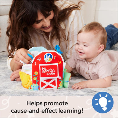 Ms. Rachel Official Sensory Learning Farm, Foldable Soft Baby Book with Plush Cow, Infant Educational Toys for Babies Ages 3 Months to 18 Months