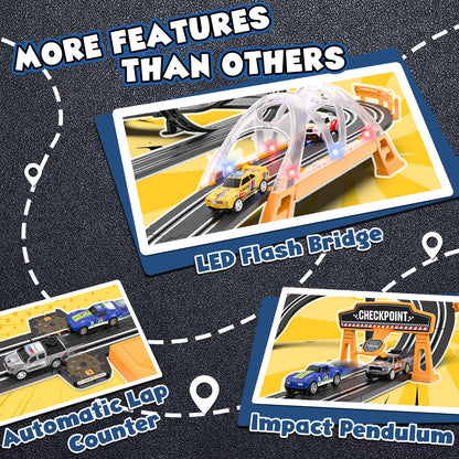 Slot Car Race Track Sets with 4 Slot Cars