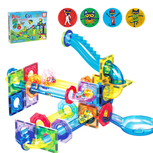 PicassoTiles 108pc 3-in-1 Marble Run Car Race Track Combo Magnetic Tiles PicassoToys Magnet Building Block Educational Construction Toy Playset STEM STEAM Learning Kit Child Brain Development PTG108