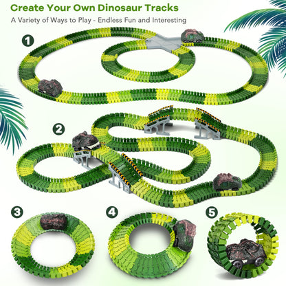 Dinosaur Toys, 252 PCS Create A Dinosaur World Road Race Tracks