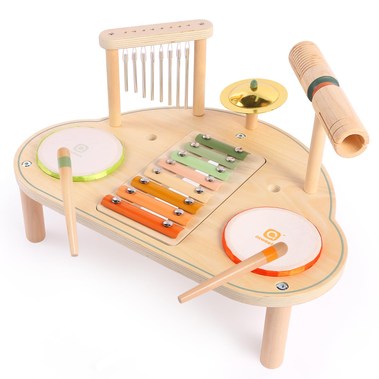 Wooden 7 in 1 kids drum set