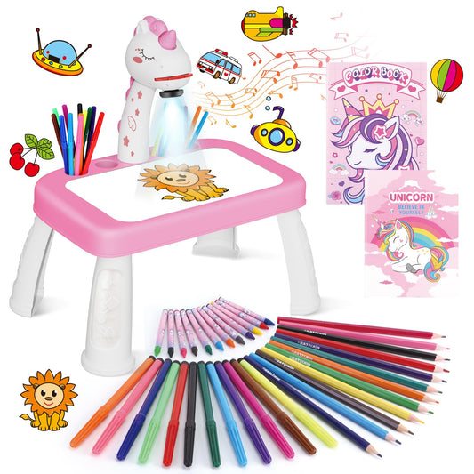 Drawing projector kit with unicorn theme art supplies